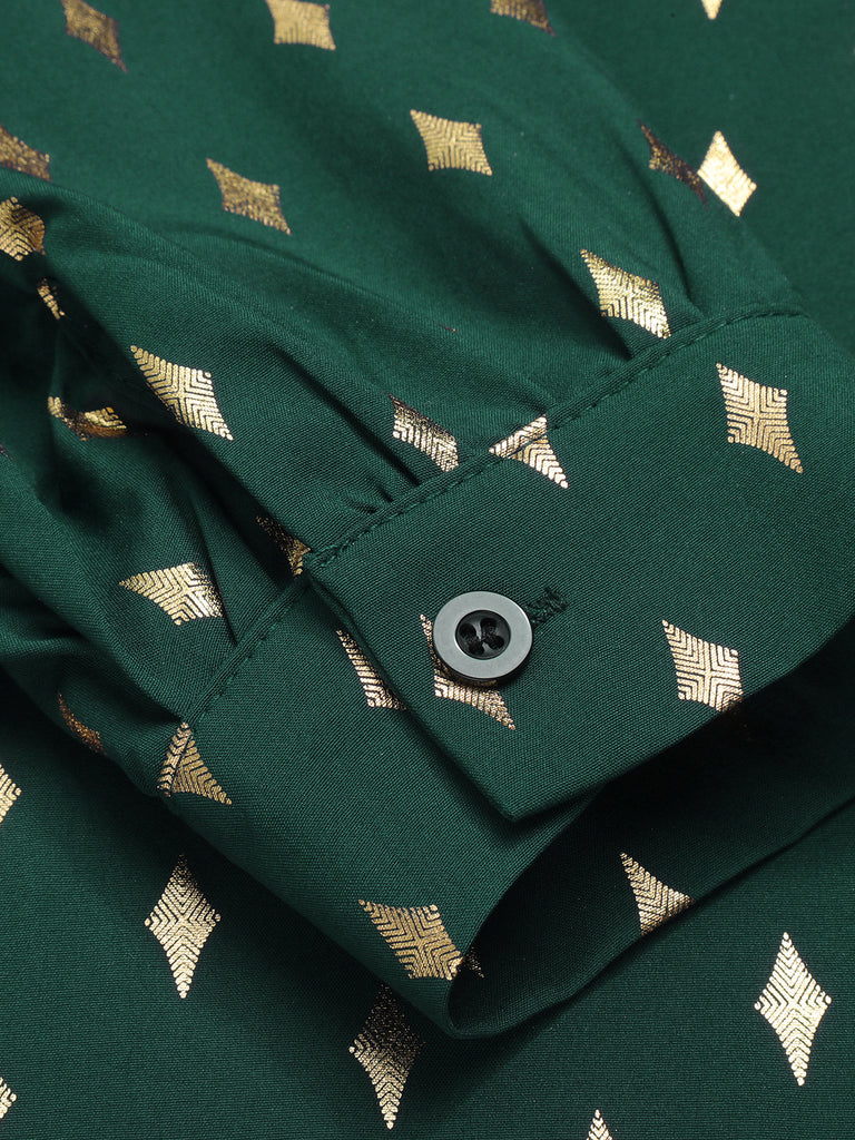 1940s Foil Stamping Stars V-Neck Blouse, vintage top, retro blouse - perfect for women who love vintage and retro fashion