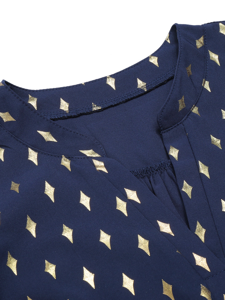 1940s Foil Stamping Stars V-Neck Blouse, vintage top, retro blouse - perfect for women who love vintage and retro fashion