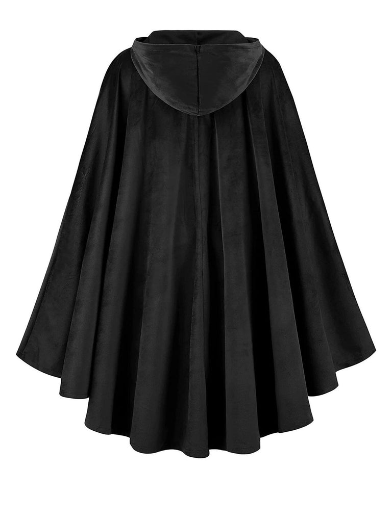1940s Halloween Medieval Faux-Suede Cloak - vintage fashion, retro style