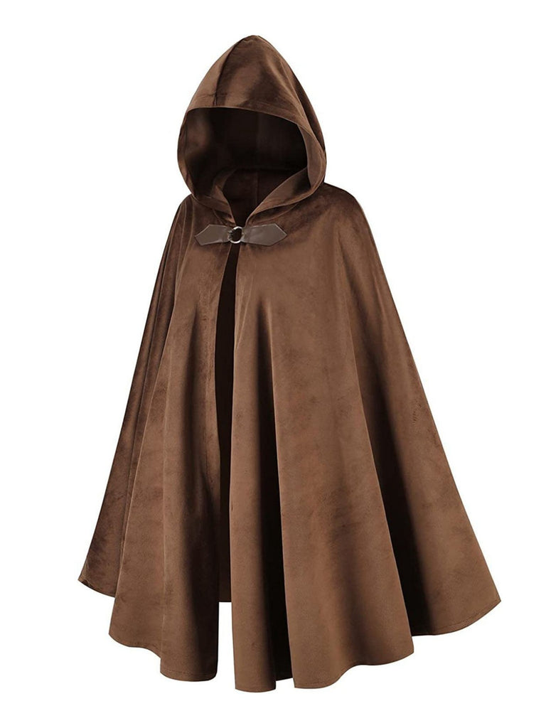 1940s Halloween Medieval Faux-Suede Cloak - vintage fashion, retro style