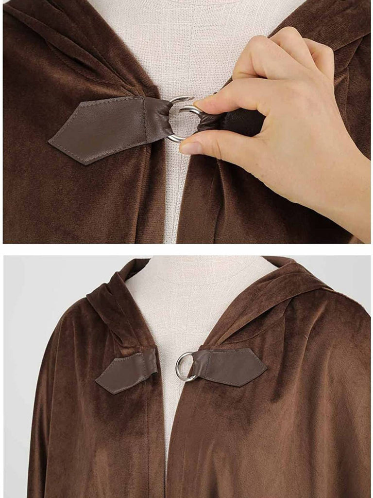 1940s Halloween Medieval Faux-Suede Cloak - vintage fashion, retro style