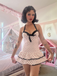 White 1940s Halter Floral Bow One-Piece Swimsuit, vintage swimsuit, pin-up swimwear - perfect for women who love vintage and retro fashion