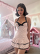 White 1940s Halter Floral Bow One-Piece Swimsuit, vintage swimsuit, pin-up swimwear - perfect for women who love vintage and retro fashion