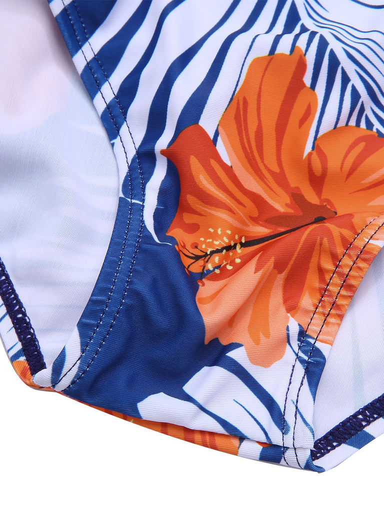 1940s Halter Flowers Pleated Bikini | 1940s | vintage swimsuit, retro beachwear