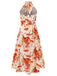 1940s Halter Lace-Up Printed Sleeveless Dress: where 1940s romance meets her modern spirit