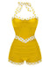 1940s Halter Patchwork One-piece Swimsuit — vintage elegance for the modern woman