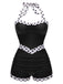 1940s Halter Patchwork One-piece Swimsuit — vintage elegance for the modern woman