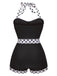 1940s Halter Patchwork One-piece Swimsuit: timeless style reimagined