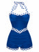 1940s Halter Patchwork One-piece Swimsuit — vintage elegance for the modern woman