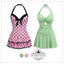 1940s Halter Polka Dots Bow One-Piece Swimsuit, classic vintage style summer beach collection