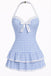She's wearing 1940s Halter Polka Dots Bow One-Piece Swimsuit and the whole beach remembers the 1940s