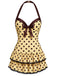 [Pre-Sale] Cream 1940s Halter Polka Dots Bow One-Piece Swimsuit, vintage swimsuit, pin-up swimwear - perfect for women who love vintage and retro fashion