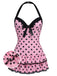 1940s Halter Polka Dots Bow Swimsuit, classic vintage style summer beach collection