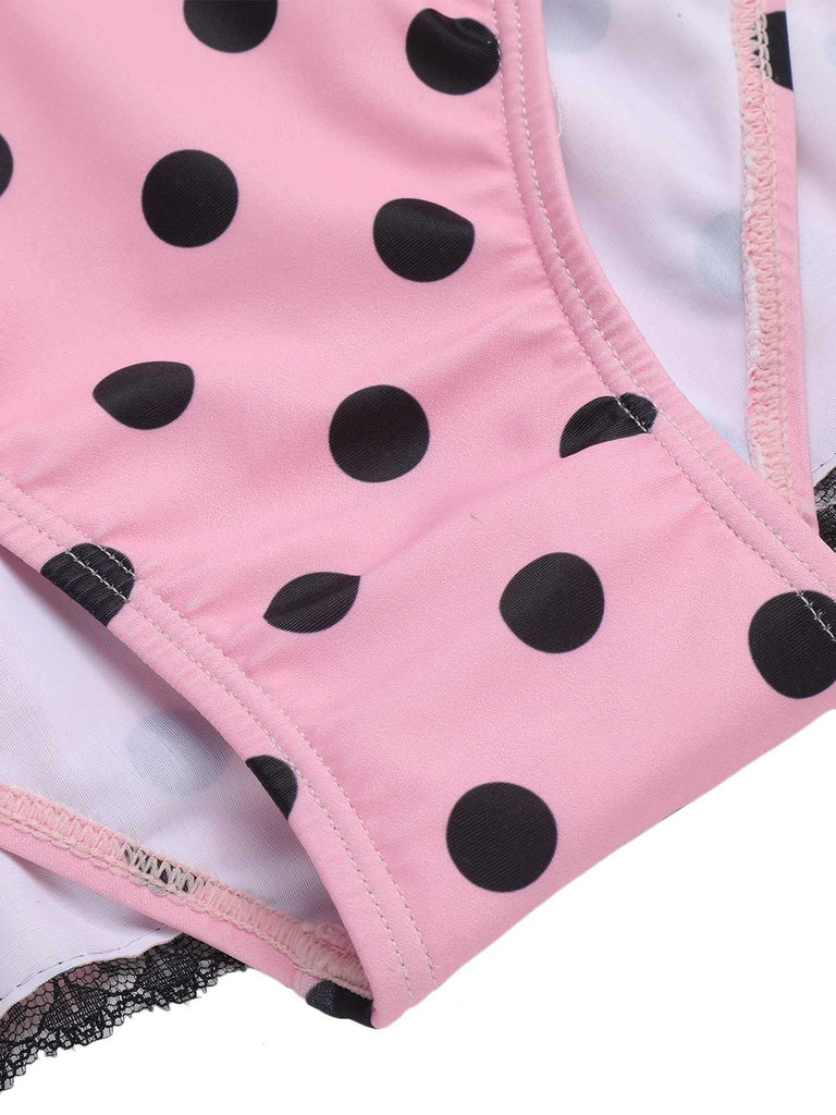 1940s Halter Polka Dots Bow Swimsuit, classic vintage style summer beach collection