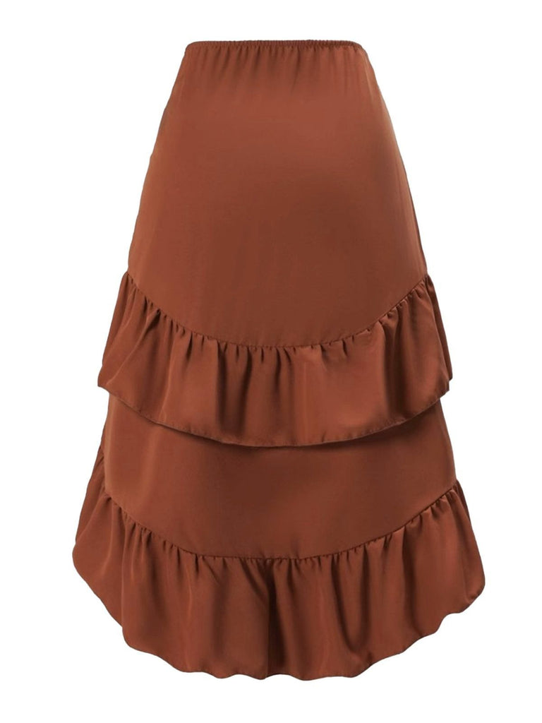 1940s High-Waist Paneled Ruffle Hem Skirt - vintage skirt, retro style