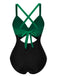 This & 1940s Hollow Waist Patchwork Swimsuit carries 1940s vacation dreams in every stitch