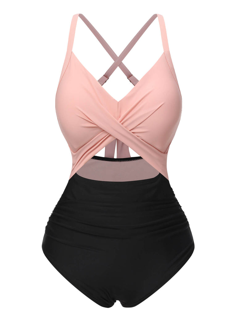 1940s Hollow Waist Patchwork Swimsuit | 1940s | vintage swimsuit, retro beachwear