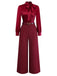 Burgundy 1940s Satin Bow Tie Striped Wide-Leg Jumpsuit - vintage jumpsuit, retro fashion