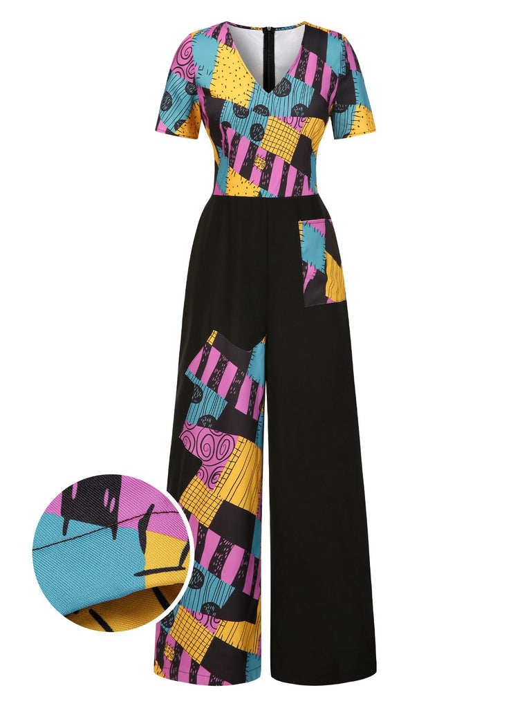 Multicolor 1940s Nightmare Before Christmas Sally Jumpsuit - vintage jumpsuit, retro fashion