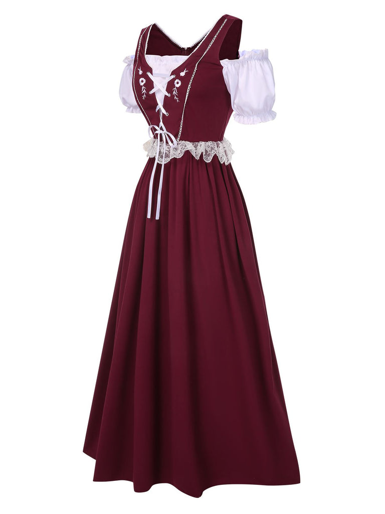 1940s Lace Puff Patchwork Dress & Ribbon, vintage dress, retro fashion, lace detail - perfect for women who love vintage and retro fashion