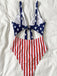 1940s Lace-Up Stars & Stripes Swimsuit - vintage swimsuit, pin-up swimwear for vintage lovers
