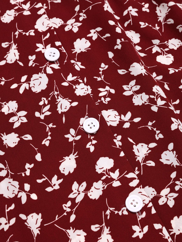 This 1940s Lapel Buttons Ditsy Floral Dress wraps her in 1940s elegance, one twirl at a time