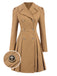 1940s Lapel Double-Breasted Pocket A-Line Coat, vintage coat, retro outerwear - perfect for women who love vintage and retro fashion