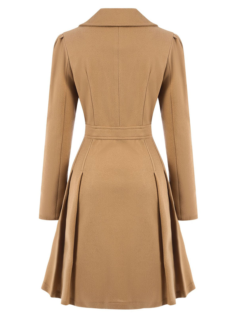 1940s Lapel Double-Breasted Pocket A-Line Coat, vintage coat, retro outerwear - perfect for women who love vintage and retro fashion