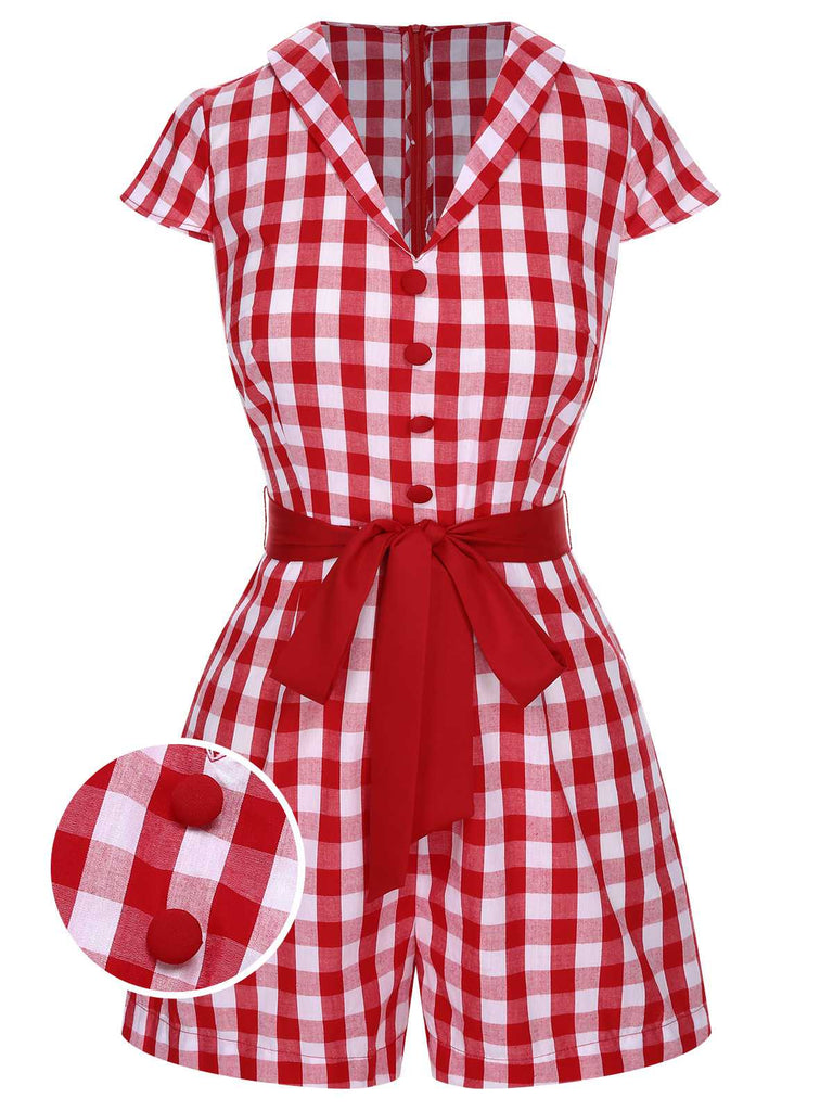 She adds this 1940s Lapel Plaids Belted Romper and suddenly it's 1940s perfection