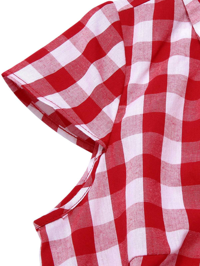 She adds this 1940s Lapel Plaids Belted Romper and suddenly it's 1940s perfection