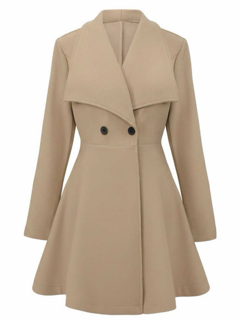 1940s Lapel Solid Tailored Coat - vintage fashion, retro style, elegant red