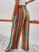 Multicolor 1970s Boho Striped Drawstring Wide-Leg Pants - vintage fashion, retro style for vintage lovers