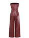 1940s PU Leather Belted Strapless Jumpsuit - vintage jumpsuit, retro fashion