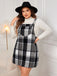 1940s Plaid Button-Strap Pinafore Dress - vintage dress, retro fashion