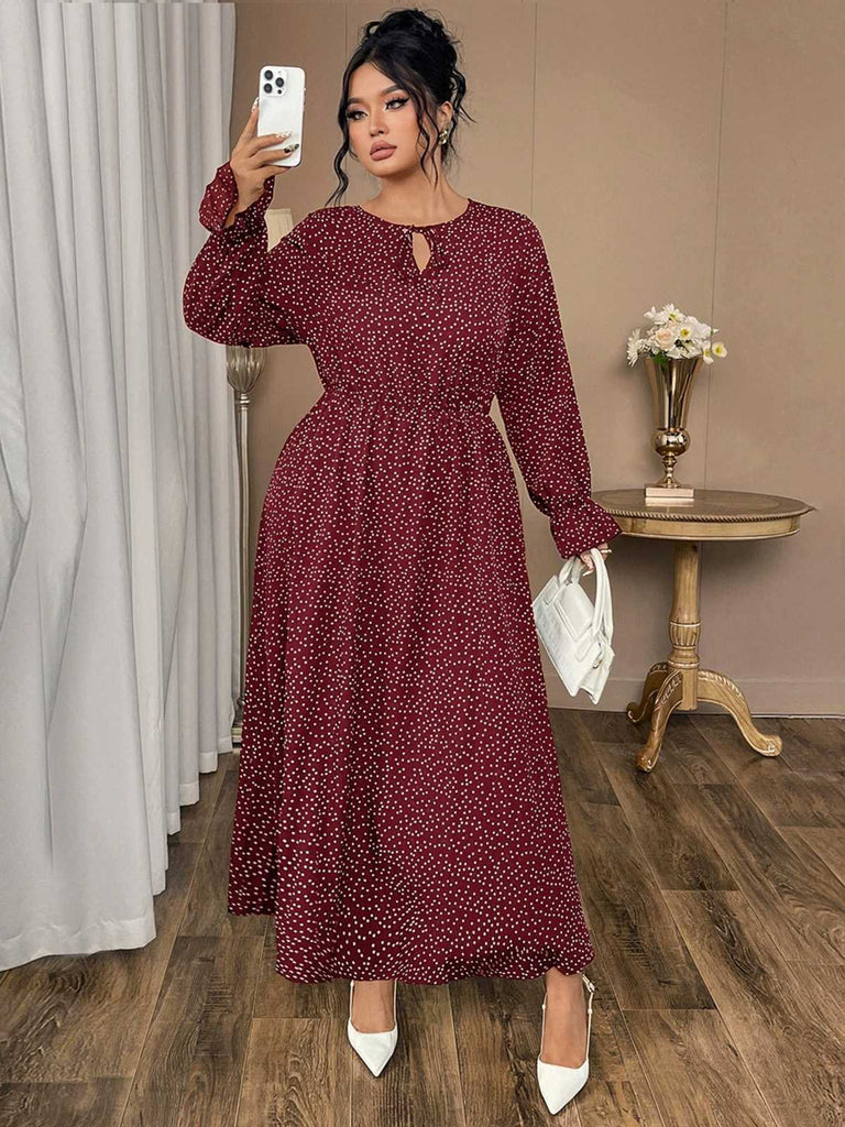1940s Polka Dot Midi Dress - vintage dress, retro fashion