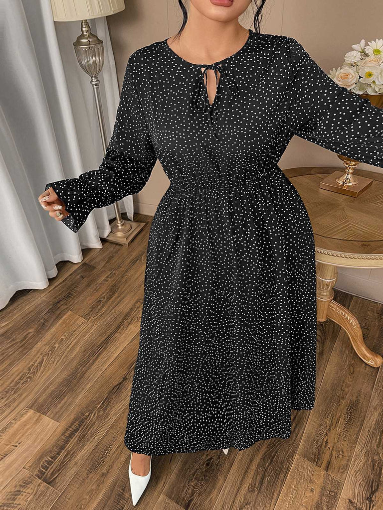 1940s Polka Dot Midi Dress - vintage dress, retro fashion
