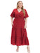 [Plus Size] 1940s Polka Dot V-Neck Short Sleeve Maxi Dress - vintage dress, retro fashion for vintage lovers