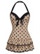 1940s Polka Dots Halter One-Piece Swimsuit, classic vintage style summer beach collection