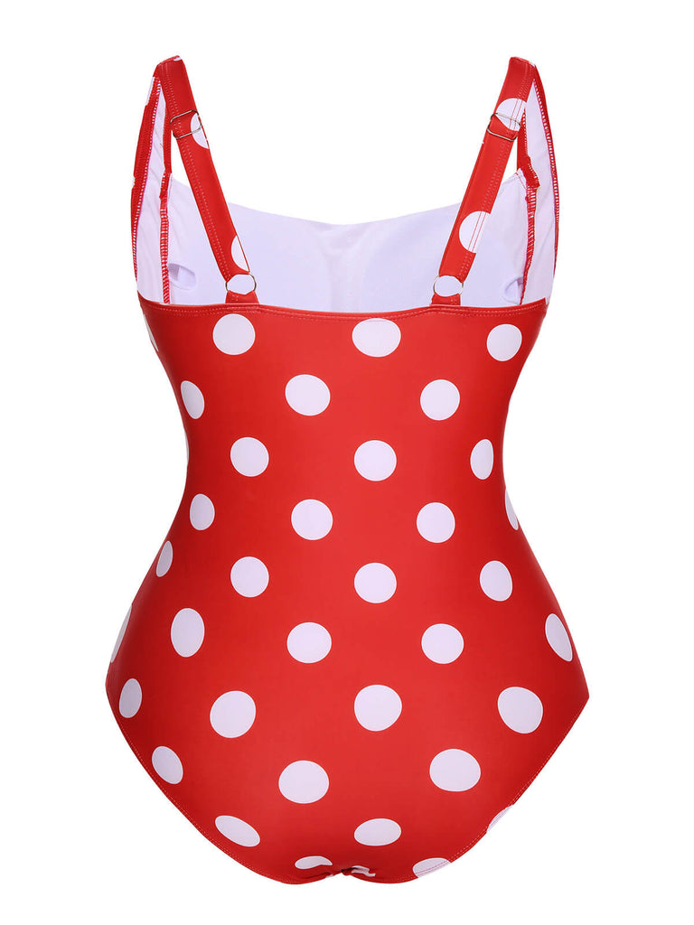 1940s Polka Dots Wrinkle Strap Swimsuit, vintage swimsuit, pin-up swimwear - perfect for women who love vintage and retro fashion