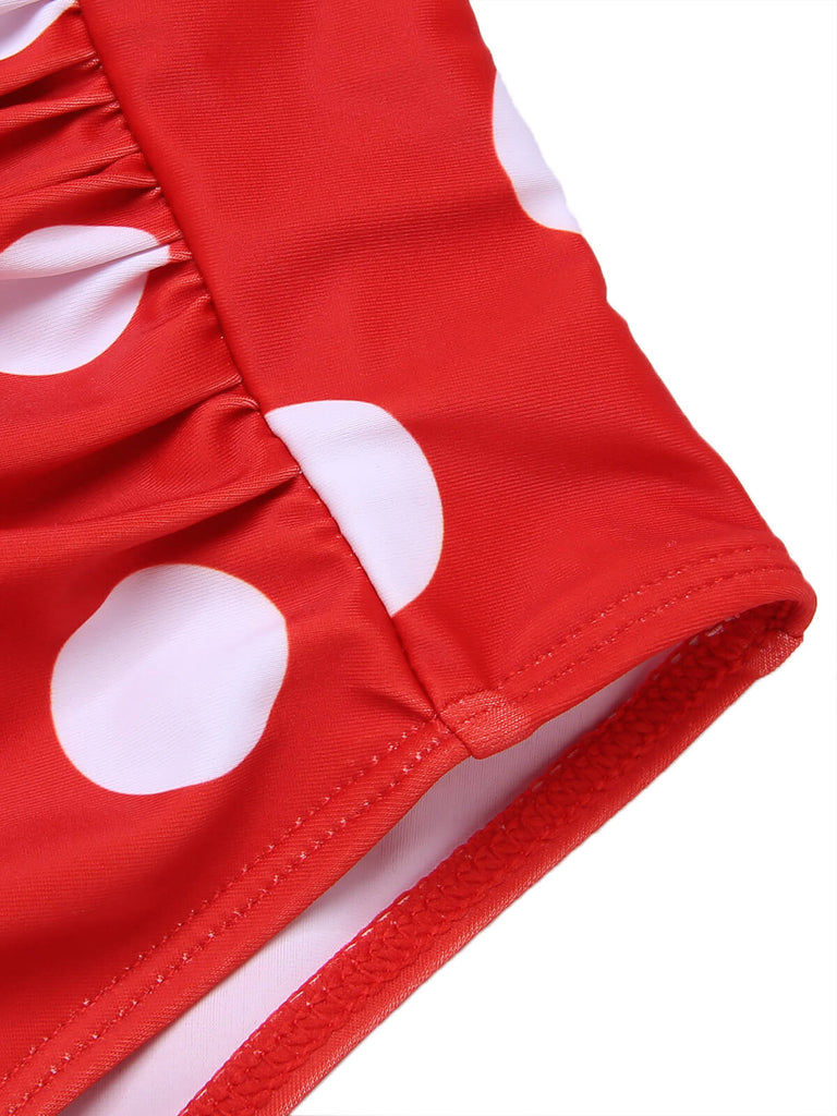 1940s Polka Dots Wrinkle Strap Swimsuit, vintage swimsuit, pin-up swimwear - perfect for women who love vintage and retro fashion
