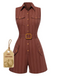 1940s Pure Cotton Shirt Neck Pinstripe Belted Romper: a 1940s classic that whispers rather than shouts