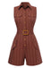 1940s Pure Cotton Shirt Neck Pinstripe Belted Romper — 1940s elegance she can wear anywhere