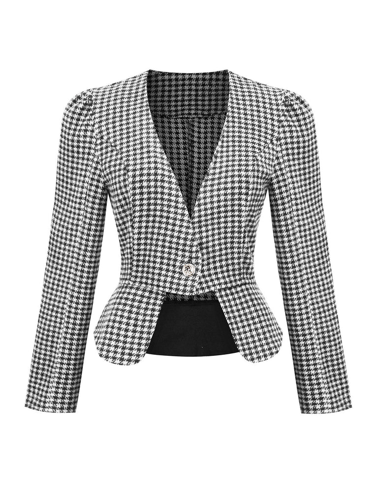 1940s Retro Plaid Button Fitted Blazer: timeless style reimagined