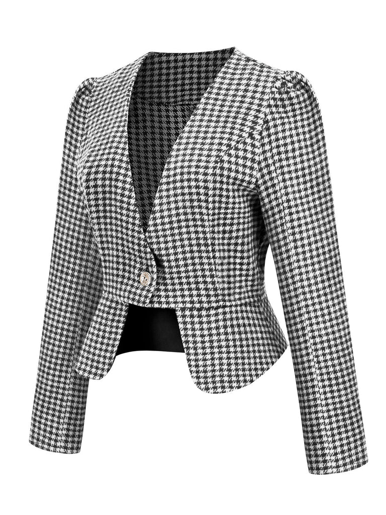 1940s Retro Plaid Button Fitted Blazer — vintage elegance for the modern woman