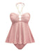 She's wearing 1940s Seashell Chain Lace-Up Halter Swimsuit and the whole beach remembers the 1940s
