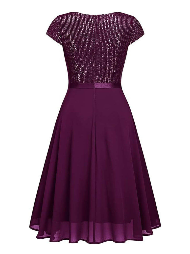 1940s Sequin Chiffon Ruffle Trim Swing Dress: timeless style reimagined