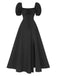 1940s Side Slit Puff Sleeve Square Neck Dress, vintage dress, retro fashion - perfect for women who love vintage and retro fashion