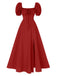 1940s Side Slit Puff Sleeve Square Neck Dress, vintage dress, retro fashion - perfect for women who love vintage and retro fashion