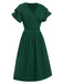 1940s Solid Double Sleeves V-Neck Dress, vintage dress, retro fashion - perfect for women who love vintage and retro fashion