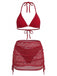 1940s Solid Halter Bikini Set & Crochet Cover-Up: beautiful vintage swimwear, retro swimsuit, pin-up style with timeless appeal